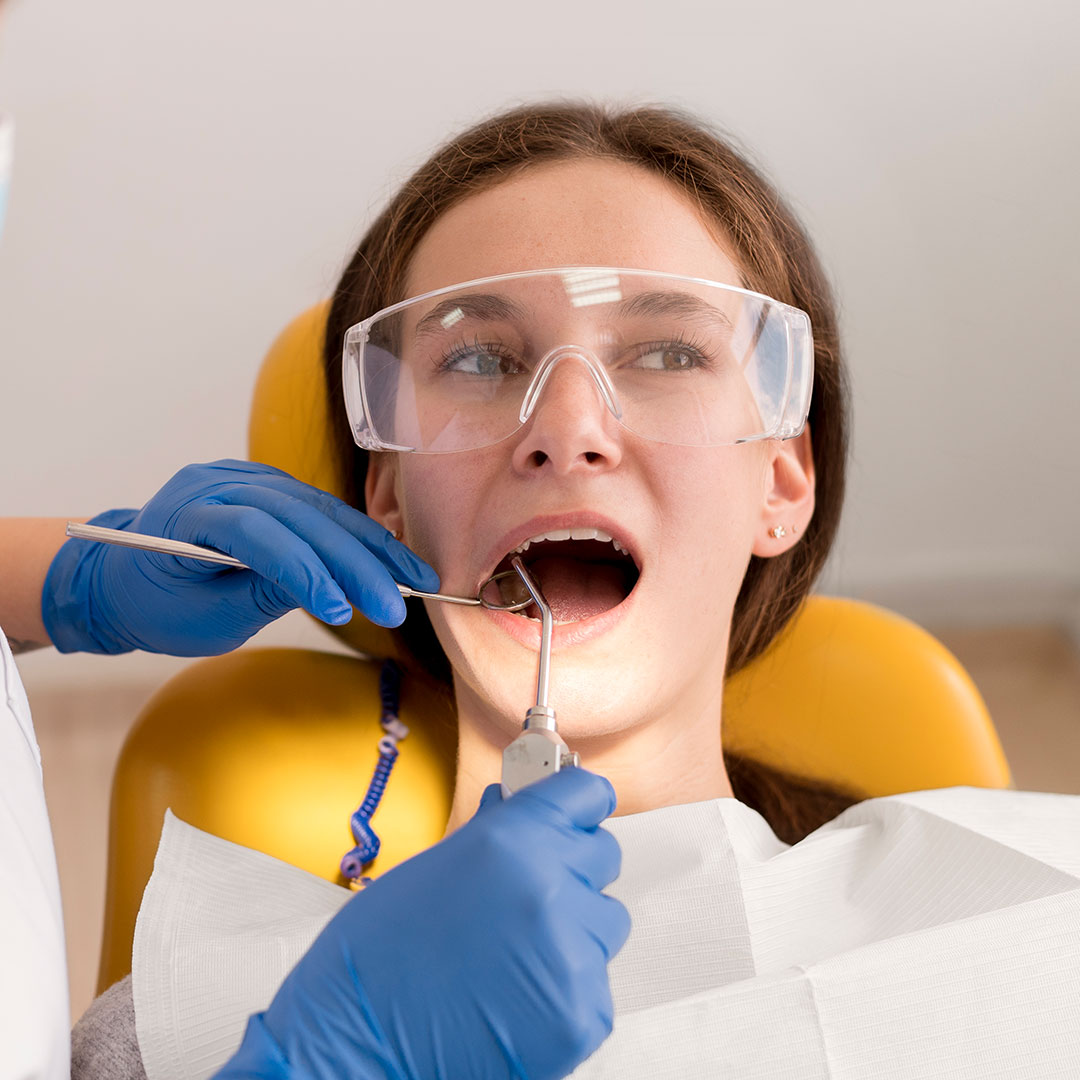 Dental patient in chair
